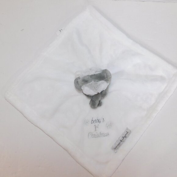 Blankets & Beyond Baby's 1st Christmas White Owl Gray Earmuffs Security Blanket - Picture 4 of 7